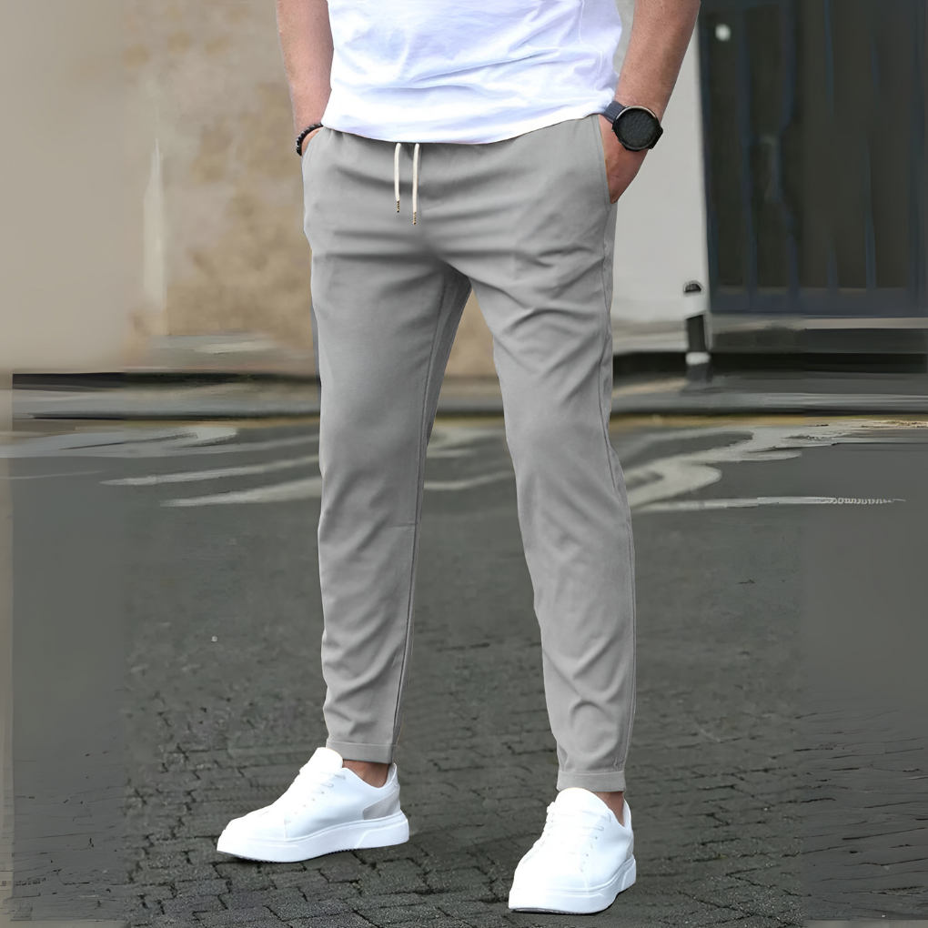 Wygodne męskie spodnie casualowe slim fit w pełnej okazałości