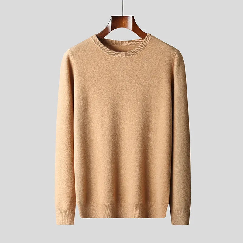 Elegancki sweter męski w modnym odcieniu, detale wykończenia