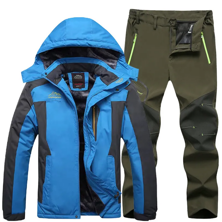 Ciepła kurtka zimowa i spodnie męskie ocieplane zestaw sportowy