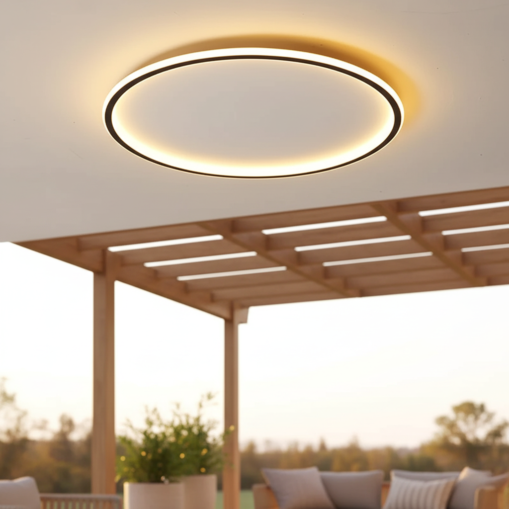 Nowoczesna okrągła lampa sufitowa LED zamontowana na suficie