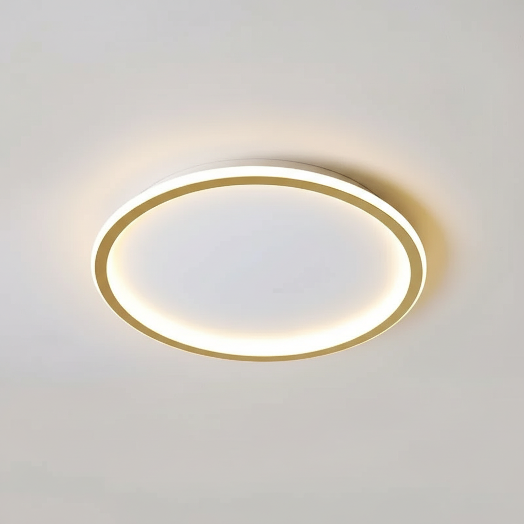 Okrągła lampa sufitowa w aranżacji jadalni nad stołem