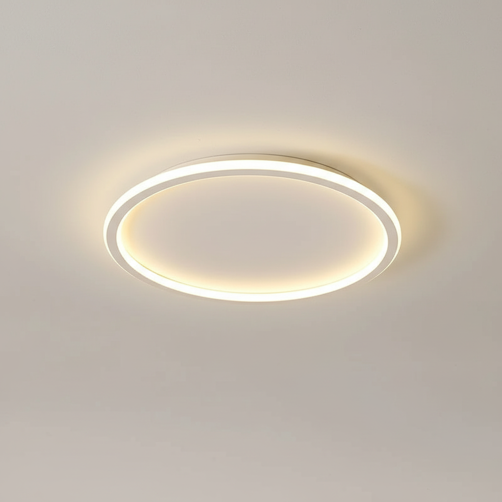 Efektowna poświata nowoczesnej lampy sufitowej w ciemności