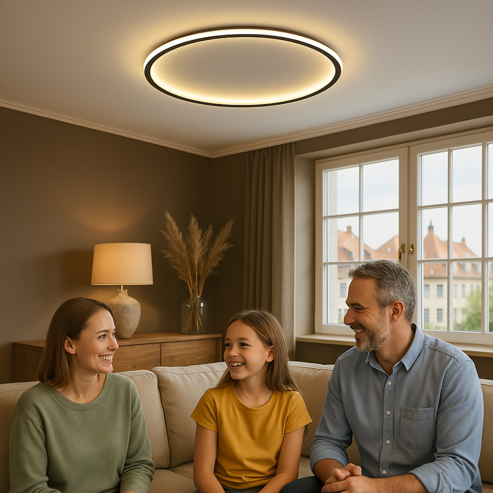 Okrągła lampa LED do nowoczesnego wnętrza salonu lub biura