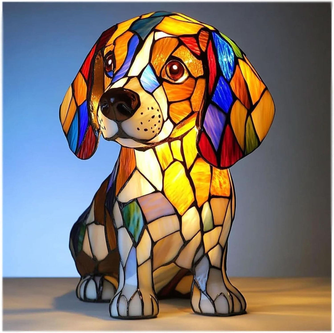 Witrazowa lampka nocna LED w kształcie psa rasy beagle
