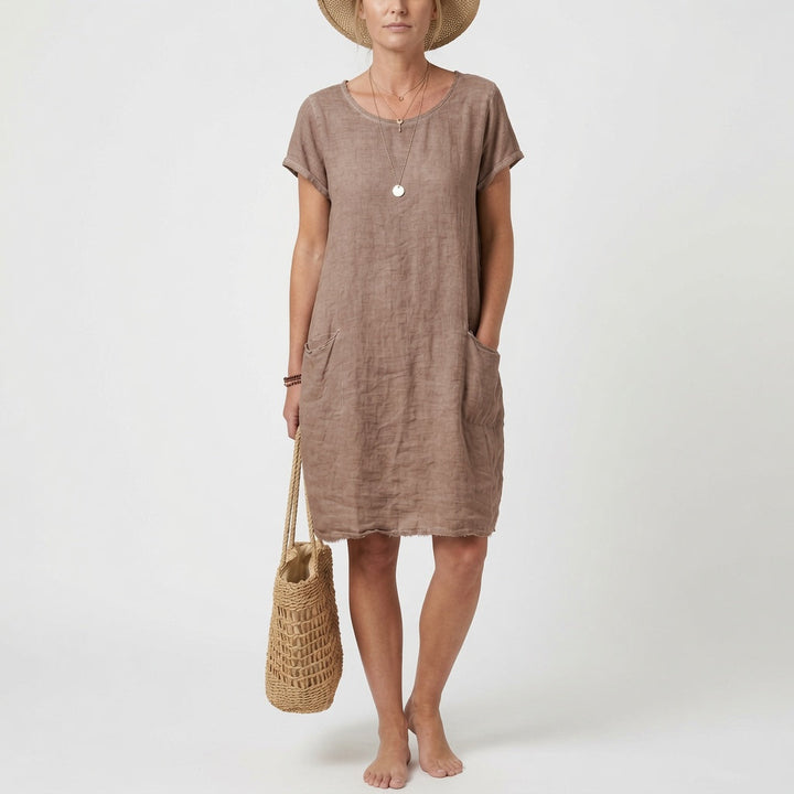 Luźna sukienka damska z kieszeniami w letnim stylu casual