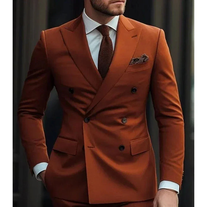 Elegancka stylizacja z męskim garniturem dwurzędowym na specjalne okazje