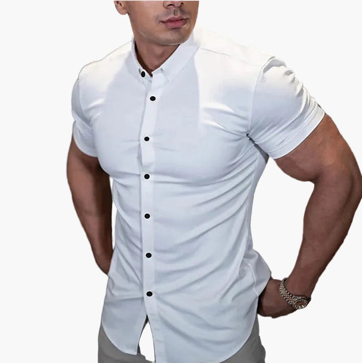 Męska biała koszula slim fit z krótkim rękawem Michał