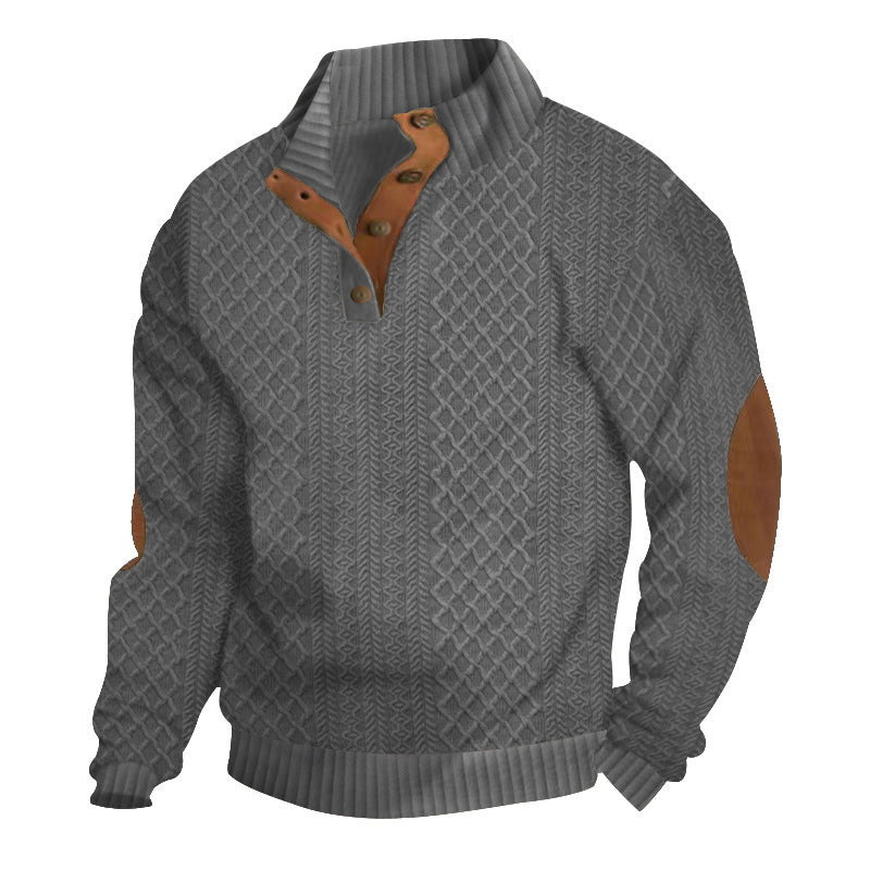 Wygodny sweter męski typu henley, modna odzież na co dzień