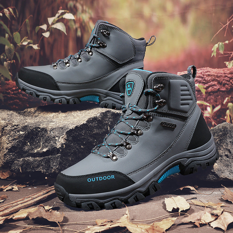 Buty w góry męskie All-Terrain w kolorze oliwkowym, widok z profilu na sznurówki.