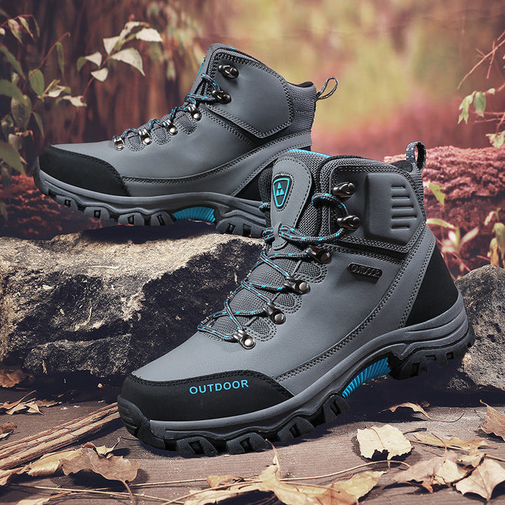 Buty w góry męskie All-Terrain w kolorze oliwkowym, widok z profilu na sznurówki.