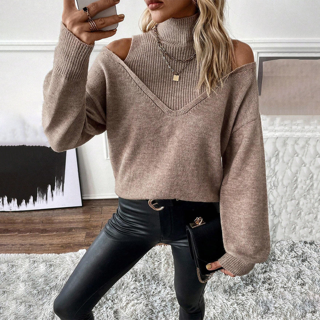 Stylowy sweter damski z wycięciami na ramionach