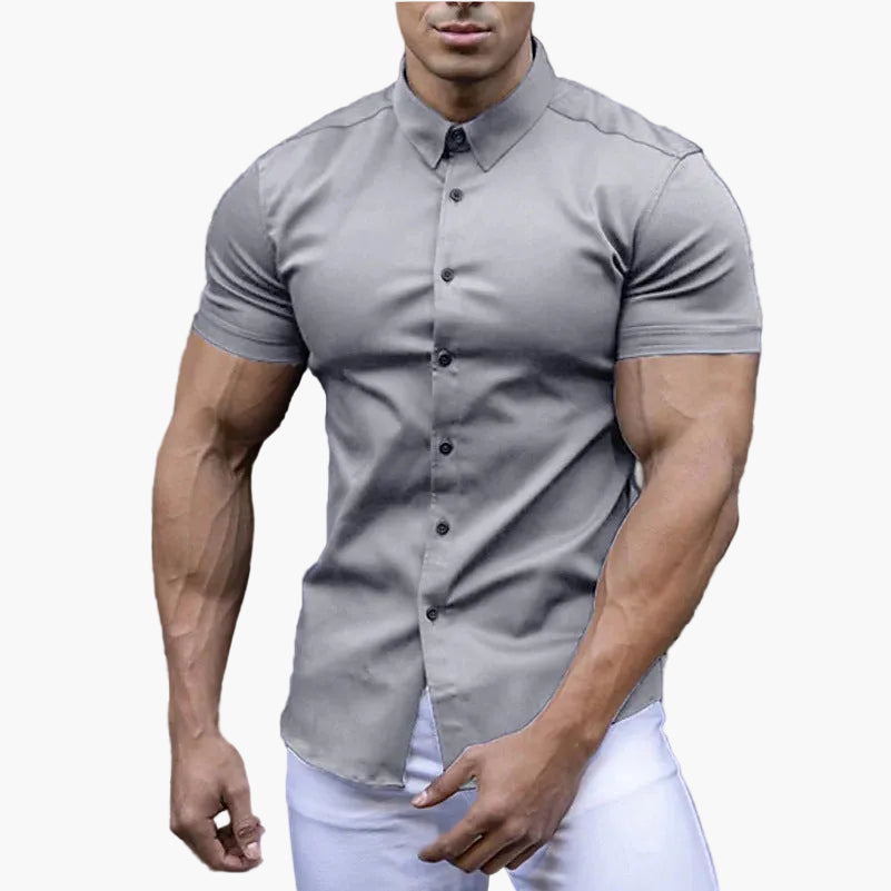 Męska koszula slim fit z krótkim rękawem Michał w eleganckim stylu smart casual