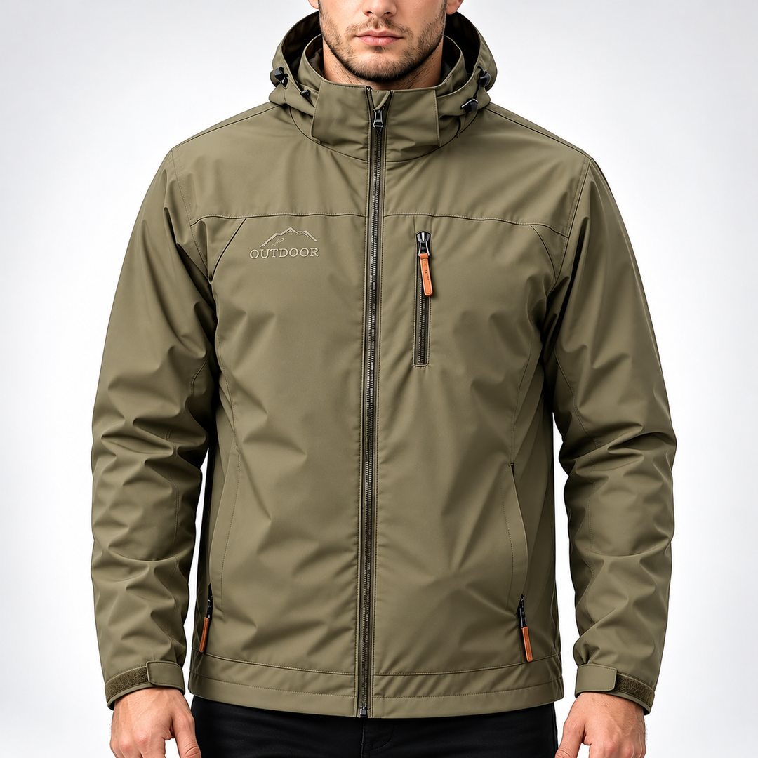 Męska kurtka softshell w kolorze khaki z kapturem