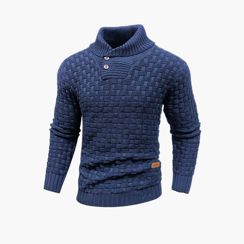 Męski sweter z kołnierzem i guzikami w modnym stylu casual