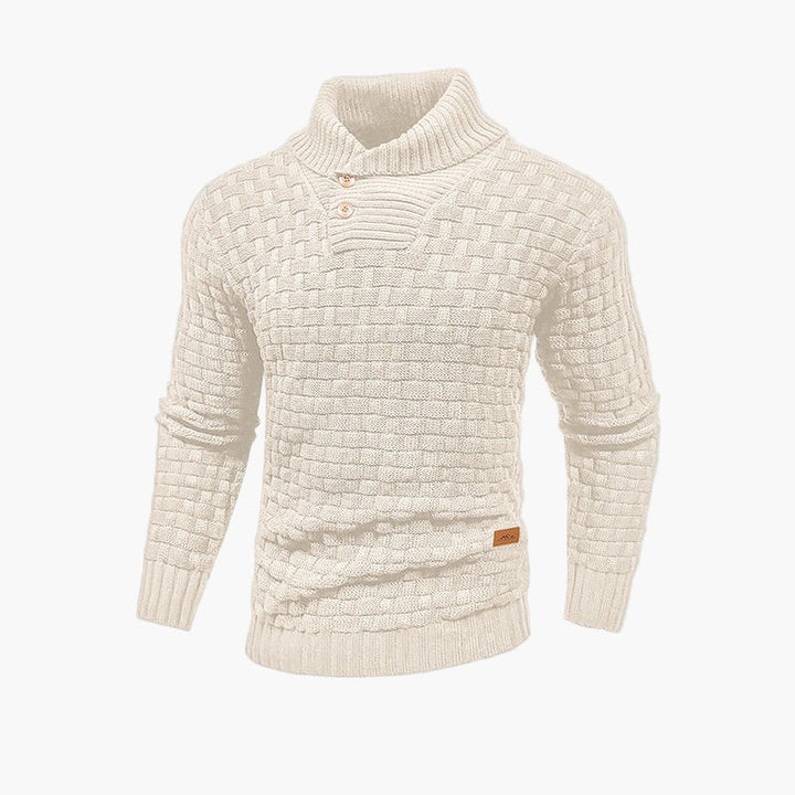 Elegancki sweter męski zapięty pod szyję na zimowe dni