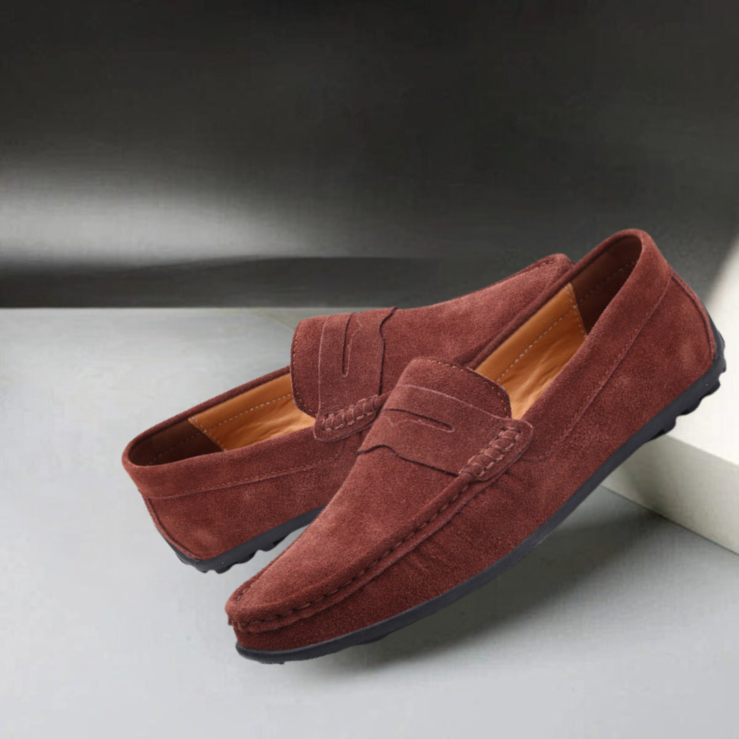 Brązowe męskie mokasyny wsuwane w stylu casual