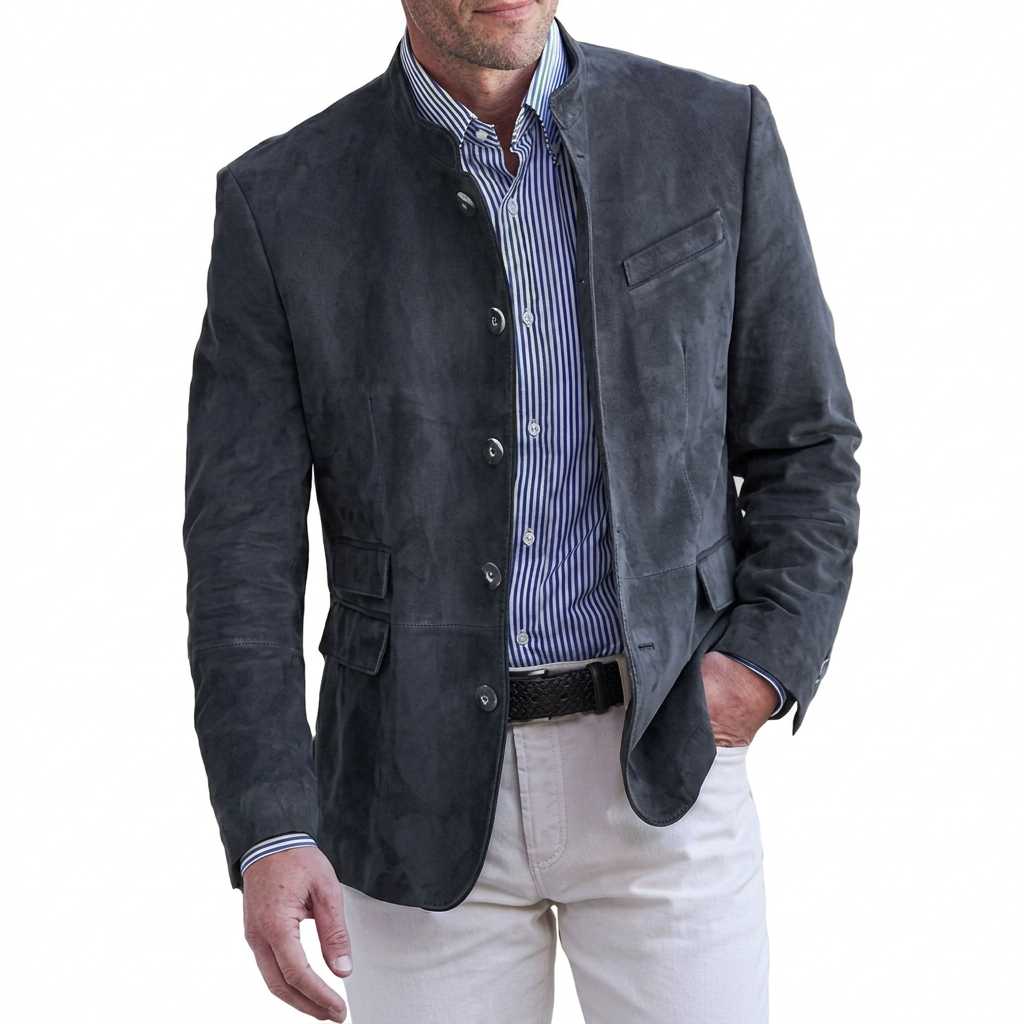 Modna kurtka męska Landon w stylu casual, zbliżenie na zapięcie i detale, odzież