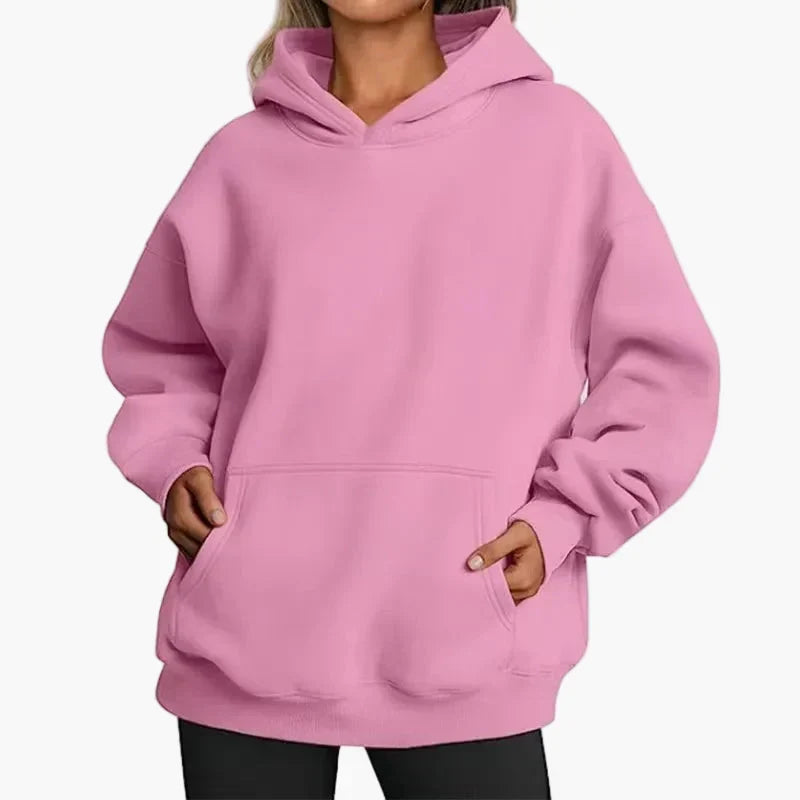 Różowa damska bluza oversize z kapturem