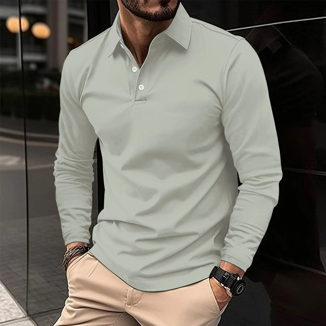 Stylowe męskie polo w jasnoszarym kolorze z eleganckim kołnierzykiem