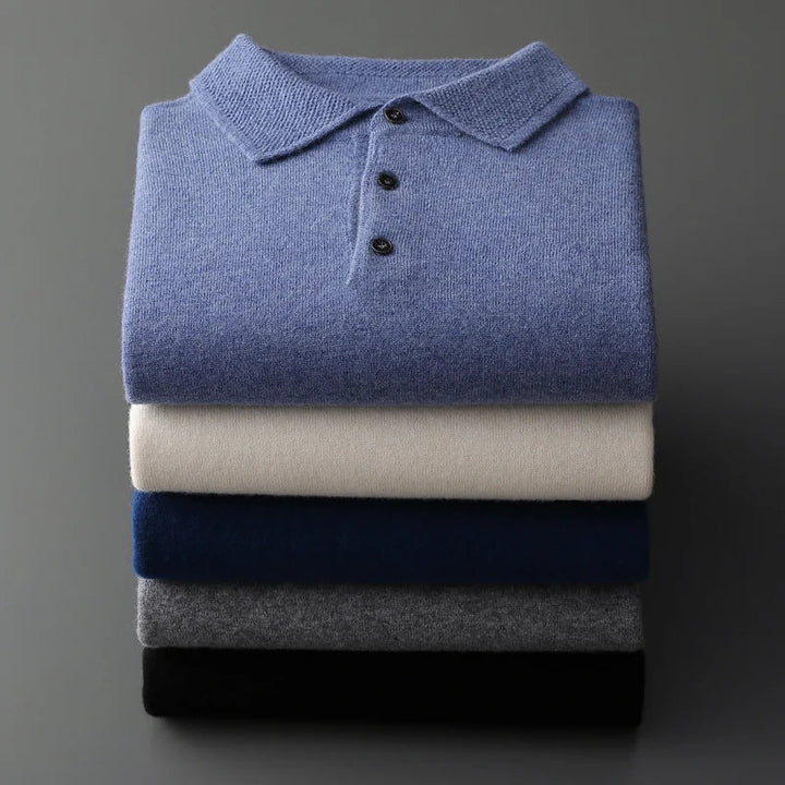 Męski sweter z kołnierzykiem w stylu casual, tył