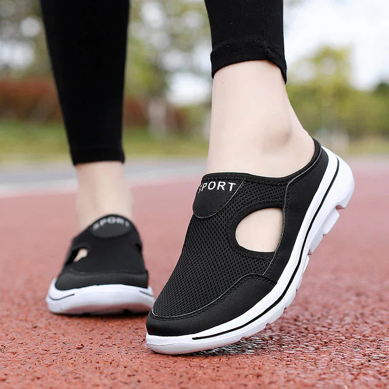Czarne damskie buty wsuwane casual na stopie