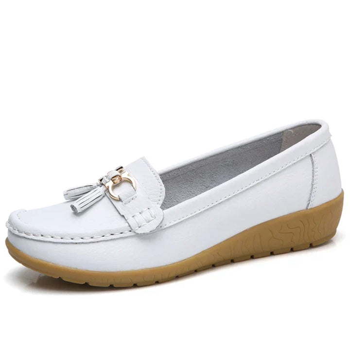 Eleganckie płaskie buty damskie mokasyny na haluksy skórzane