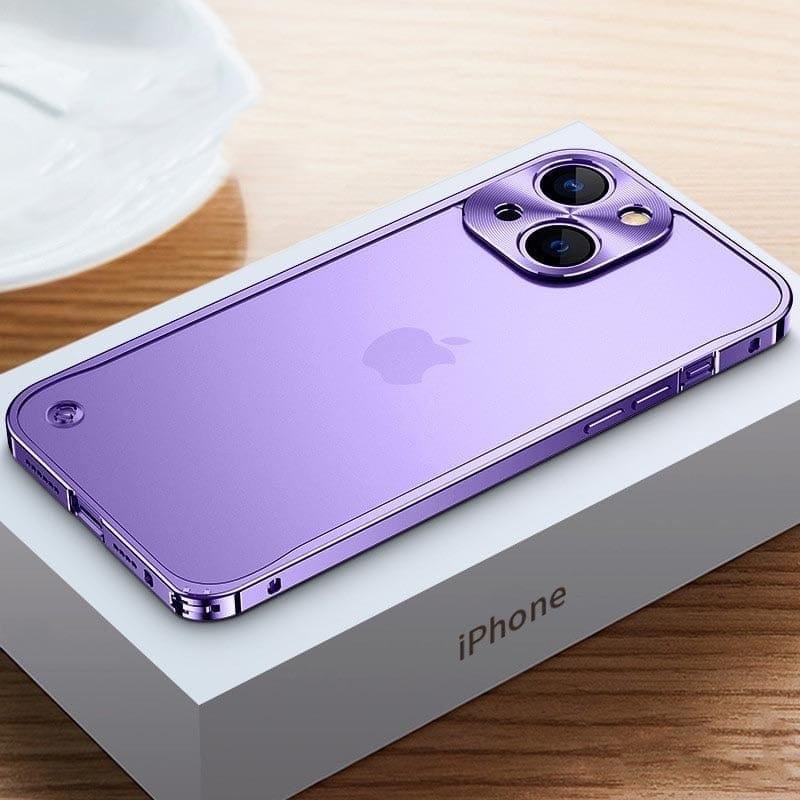 Aluminiowa obudowa na telefon w odcieniu fioletowym na eleganckim pudełku