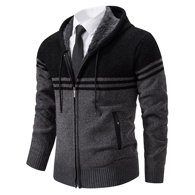 Granatowy sweter męski rozpinany, elegancka odzież na co dzień