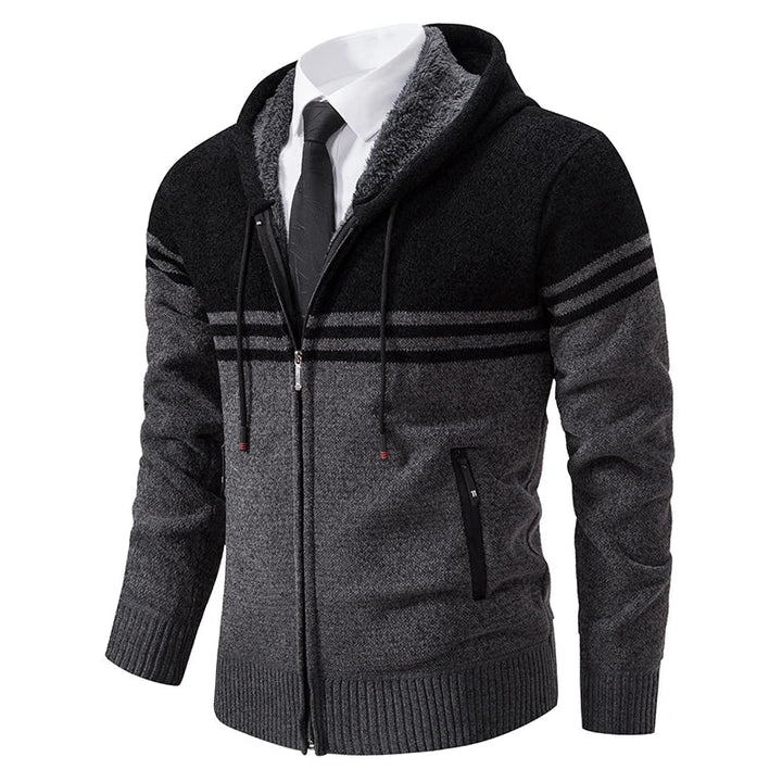 Granatowy sweter męski rozpinany, elegancka odzież na co dzień