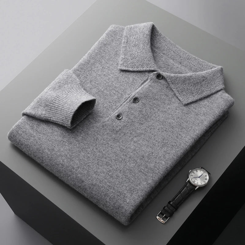 Elegancka odzież męska, brązowy sweter polo