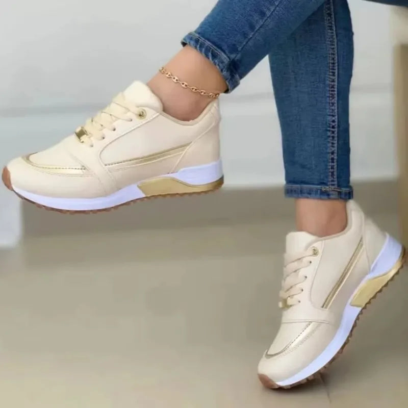 Beżowe damskie sneakersy ortopedyczne na stopach