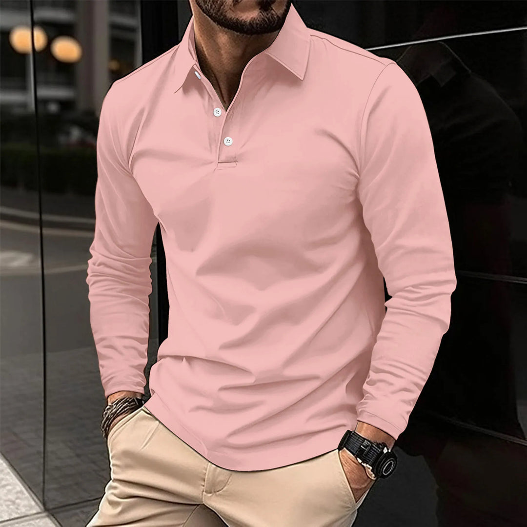 Eleganckie polo męskie w stylu smart casual, widok na strukturę tkaniny
