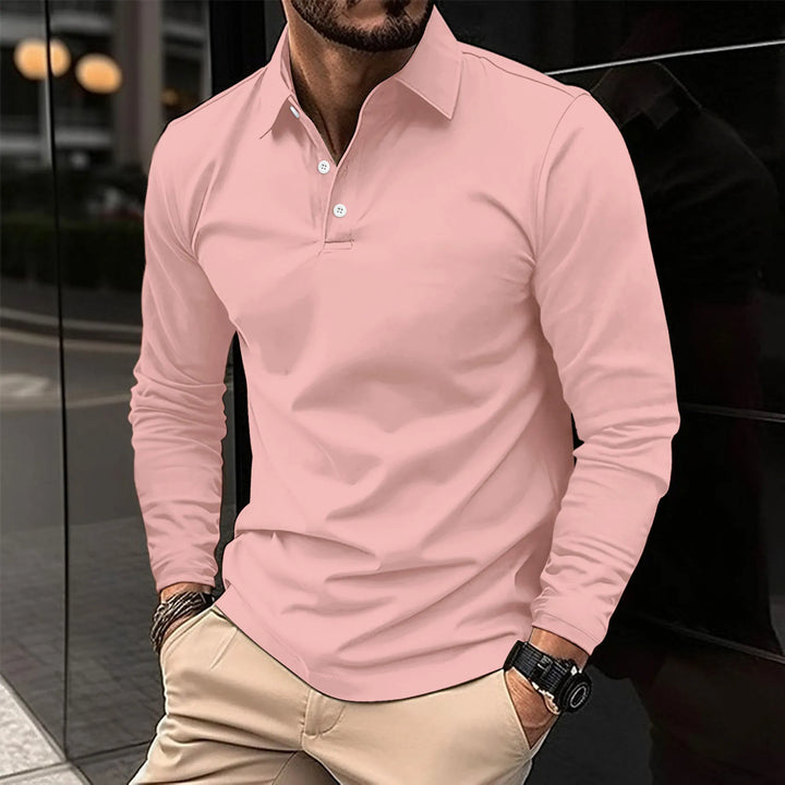 Eleganckie polo męskie w stylu smart casual, widok na strukturę tkaniny
