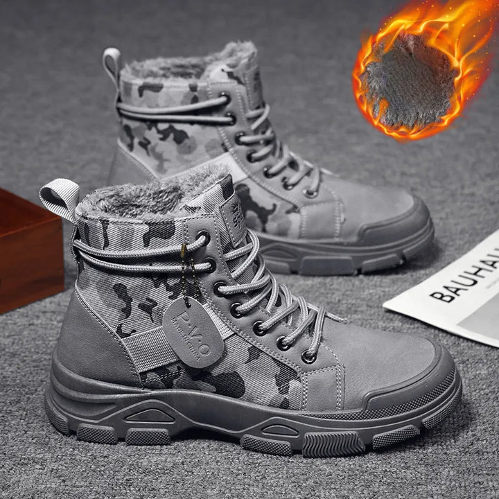 Solidne obuwie outdoor męskie, wiązane buty taktyczne z wysoką cholewką