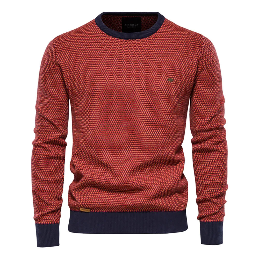 Męski elegancki sweter z geometrycznym wzorem w modnym stylu
