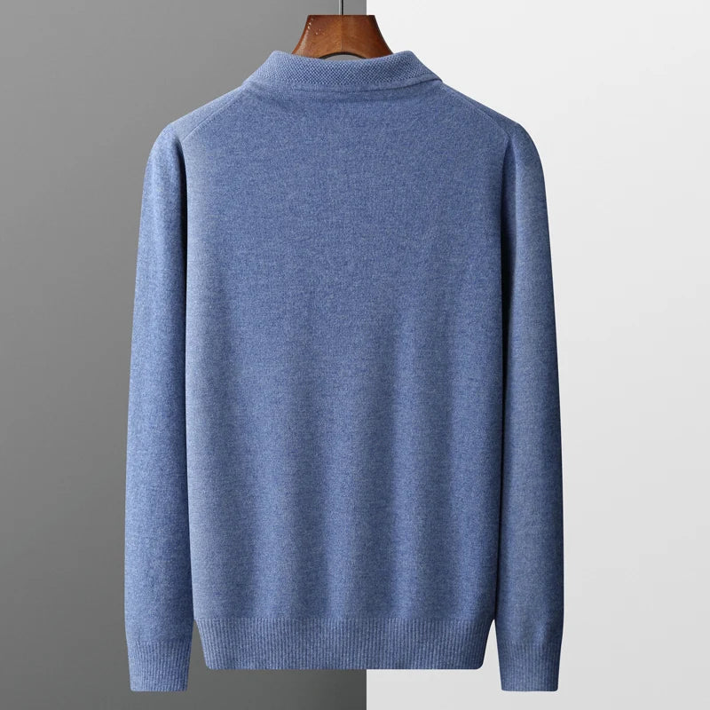 Stylowy sweter męski z kołnierzykiem, detale przy szyi