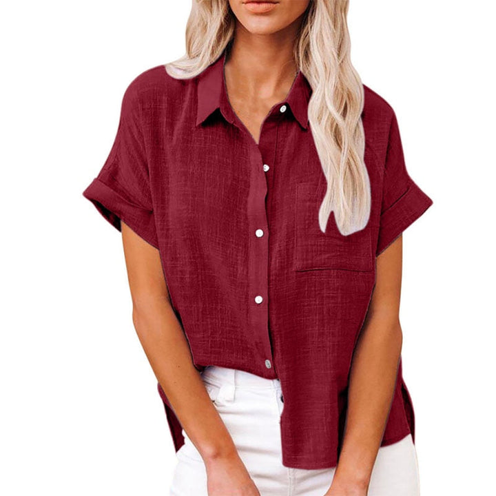 Elegancka bluzka damska z krótkim rękawem, widok z tyłu, odzież damska casual