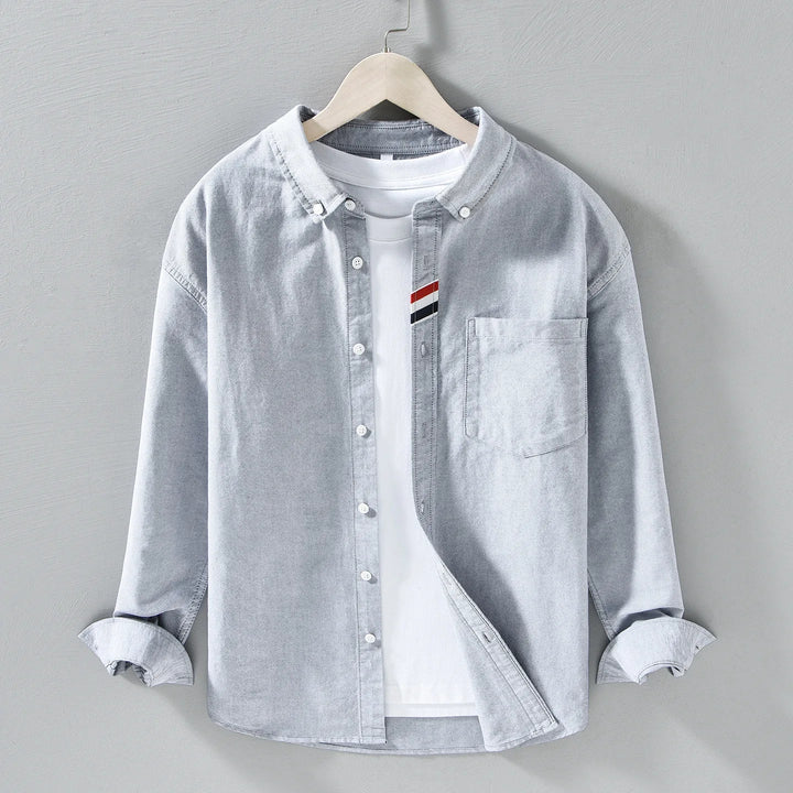 Męska koszula casual ze stójką i długim rękawem w modnym stylu smart casual