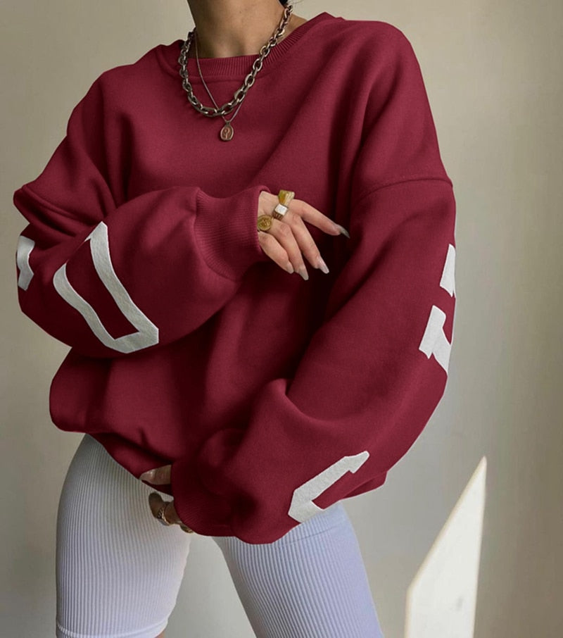 Damska bluza oversize z okrągłym dekoltem, przód