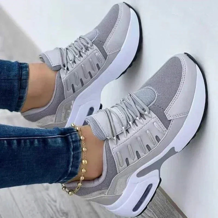 Szare damskie sneakersy sportowe z poduszką powietrzną