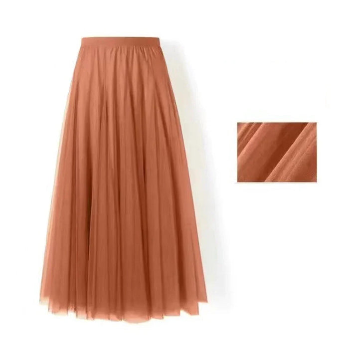Modna spódnica maxi z tiulu z eleganckim paskiem
