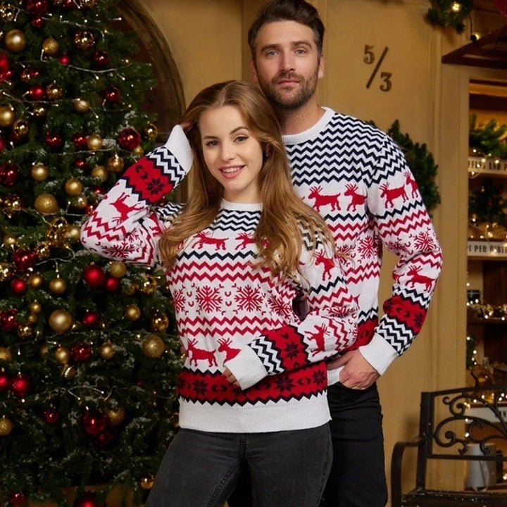 Modny sweter zimowy unisex z reniferami idealny na prezent