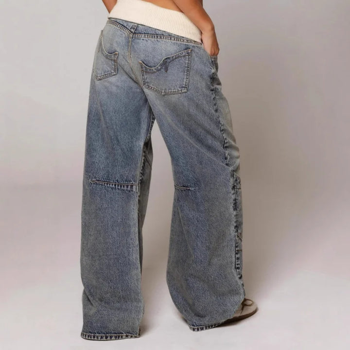 Luźne damskie jeansy baggy Y2K z szeroką nogawką w stylu streetwear