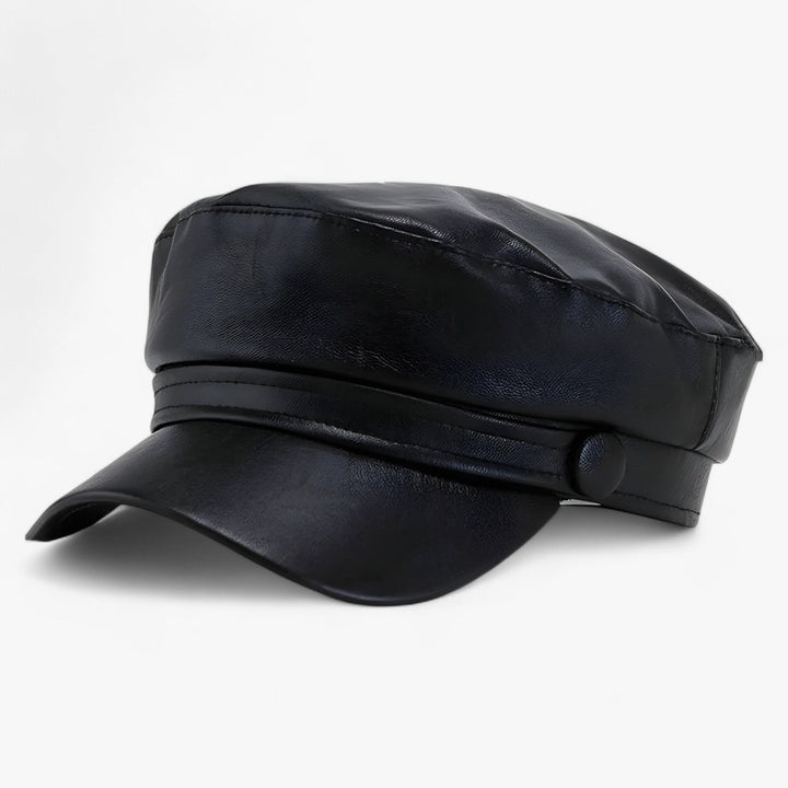 Czarny damski ośmiokątny kapelusz z daszkiem