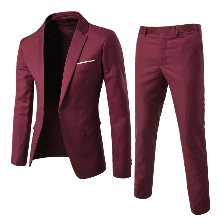 Wizytowy garnitur męski slim fit, idealny zestaw na uroczystości