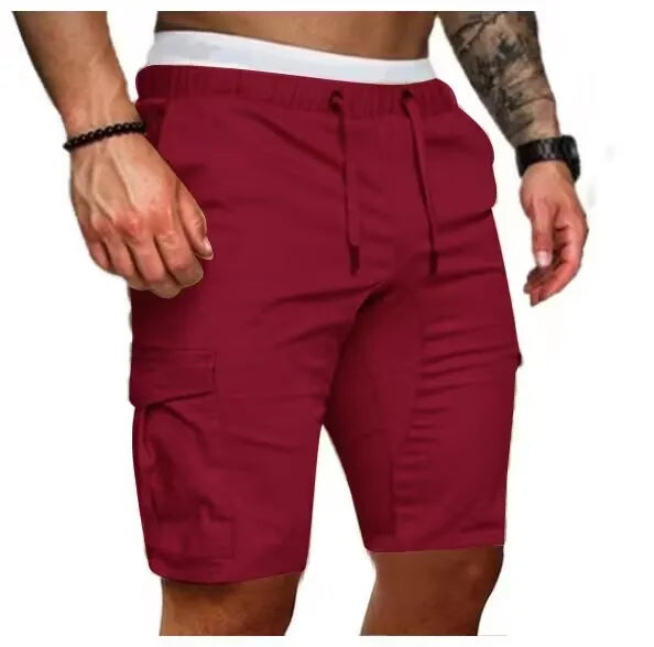 Męskie szorty z dużymi kieszeniami bocznymi w stonowanym kolorze