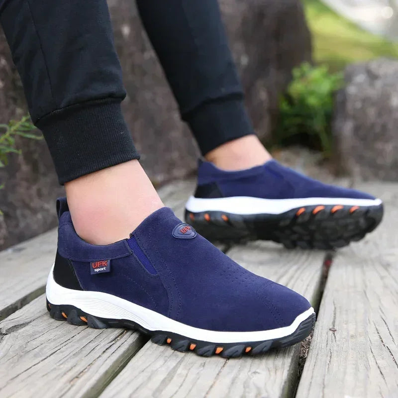 Męskie niebieskie buty ortopedyczne z profilowaną podeszwą