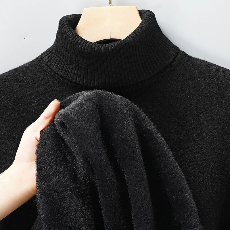 Wygodny sweter męski z golfem o gładkiej strukturze materiału