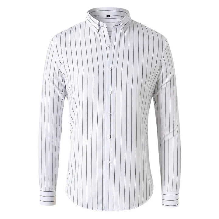 Modna koszula w pionowe paski dla mężczyzn, krój slim fit