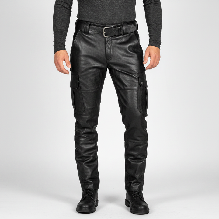 Czarne męskie spodnie motocyklowe Daryl w rockowym stylu, wąskie skórzane spodnie męskie
